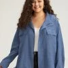 Plain Flap Pocket Zipper Lapel Collar Jacket -Clothing Shop 35017159 as