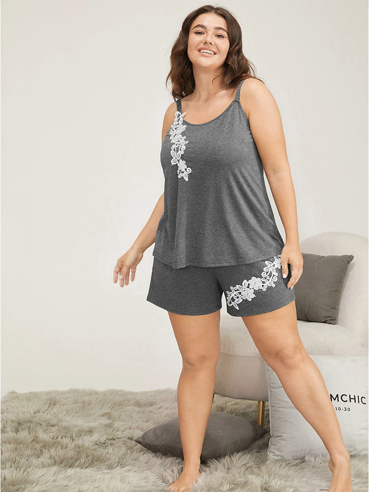 Solid Guipure Lace Sleep Cami Top 7 Solid Guipure Lace Sleep Cami Top - Image 5