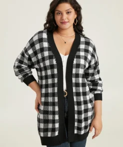 Supersoft Essentials Plaid Elastic Cuffs Cardigan 15 Supersoft Essentials Plaid Elastic Cuffs Cardigan -Clothing Shop 35182282 hw