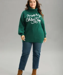 Anti-Pilling Letter Graphic Elastic Cuffs Pullover -Clothing Shop 352134040 mx