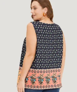 Bandana Print Round Neck Tank Top -Clothing Shop 35230867 kt