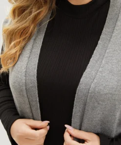 Colorblock Contrast Sleeveless Open Front Tunic Cardigan -Clothing Shop 352478235 ge