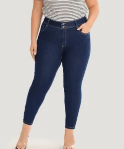 Plain Stitch Patched Pocket Jeans