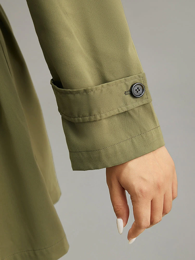 Plain Double Breasted Belted Pocket Windbreaker 11 Plain Double Breasted Belted Pocket Windbreaker - Image 9