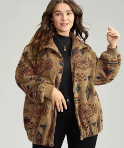 Geometric Pocket Gathered Zipper Jacket -Clothing Shop 354206878 uo