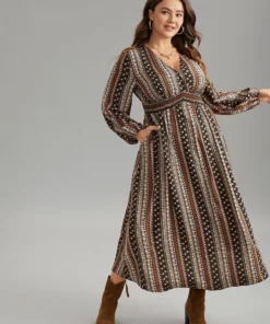 Bandana Print Wrap Shirred Dress