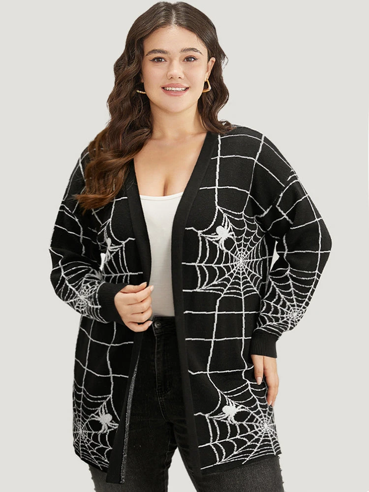 Halloween Supersoft Essentials Spider Web Print Open Front Cardigan 3 Halloween Supersoft Essentials Spider Web Print Open Front Cardigan