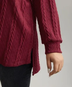 Plain Cable Knit Elastic Cuffs Sweatshirt 22 Plain Cable Knit Elastic Cuffs Sweatshirt -Clothing Shop 356767169 xn