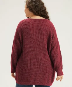 Cable Knit Plain Elastic Cuffs Pullover -Clothing Shop 357081916 bp e4a970f4 6485 4037 954a a642c6876677