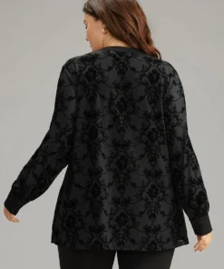 Floral Print Mesh V Neck Blouse -Clothing Shop 357241673 ib