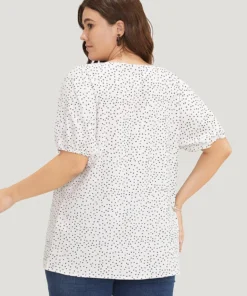 Polka Dot Pleated Round Neck Puff Sleeve Blouse 41 Polka Dot Pleated Round Neck Puff Sleeve Blouse -Clothing Shop 357859022 fy cd2597af dce7 4a0a 8f7c 77534cf24668