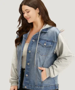Hooded Patchwork Flap Pocket Denim Jacket -Clothing Shop 360128093 ut e0106253 dc7a 4b7e 896a 02200715988a