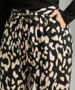 Leopard Elastic Waist Ties Wide Leg Pants -Clothing Shop 361734713 eo