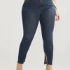 Mom Jeans Skinny Moderately Stretchy High Rise Medium Wash Split Jeans