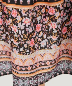 Boho Print Contrast Gathered Pocket Ruffles Dress -Clothing Shop 36217115 yl