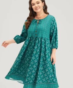 Bandana Print Tie Neck Button Detail Dress 19 Bandana Print Tie Neck Button Detail Dress -Clothing Shop 362335894 zd