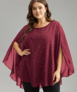 Chiffon Rhinestone Split Dolman Sleeve Blouse -Clothing Shop 36284280 fp 5dfb9593 018e 4fd9 9d1c e203ca34d97b