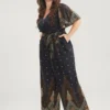 Bandana Print Ruffles Sleeve Belted Wrap Pocket Jumpsuit -Clothing Shop 363280592 kz