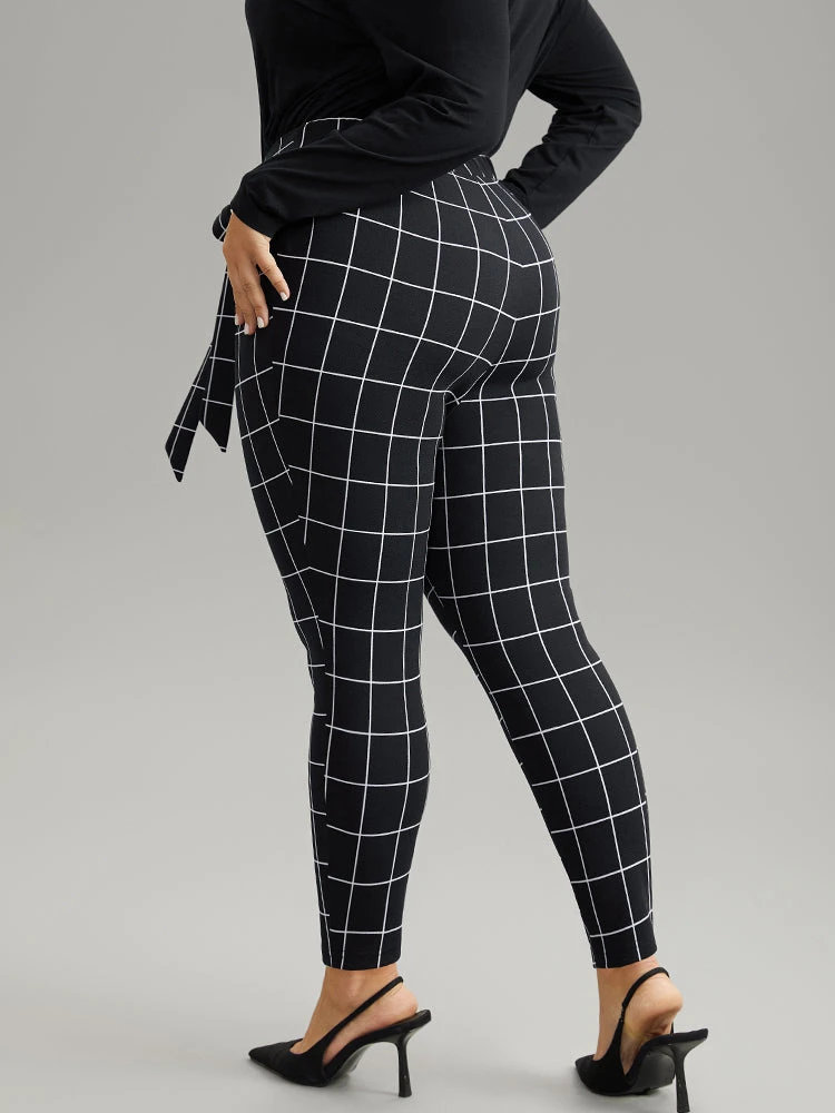 Plaid Elastic Waist Ties Bodycon Pants 4 Plaid Elastic Waist Ties Bodycon Pants - Image 2