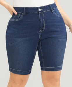 Very Stretchy High Rise Dark Wash Denim Shorts -Clothing Shop 363855786 mq