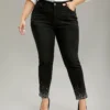 Rhinestone Detail Black Wash Jeans -Clothing Shop 364055646 wl