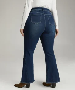 High Rise Flare Jeans With Frayed Hem -Clothing Shop 364207724 xz