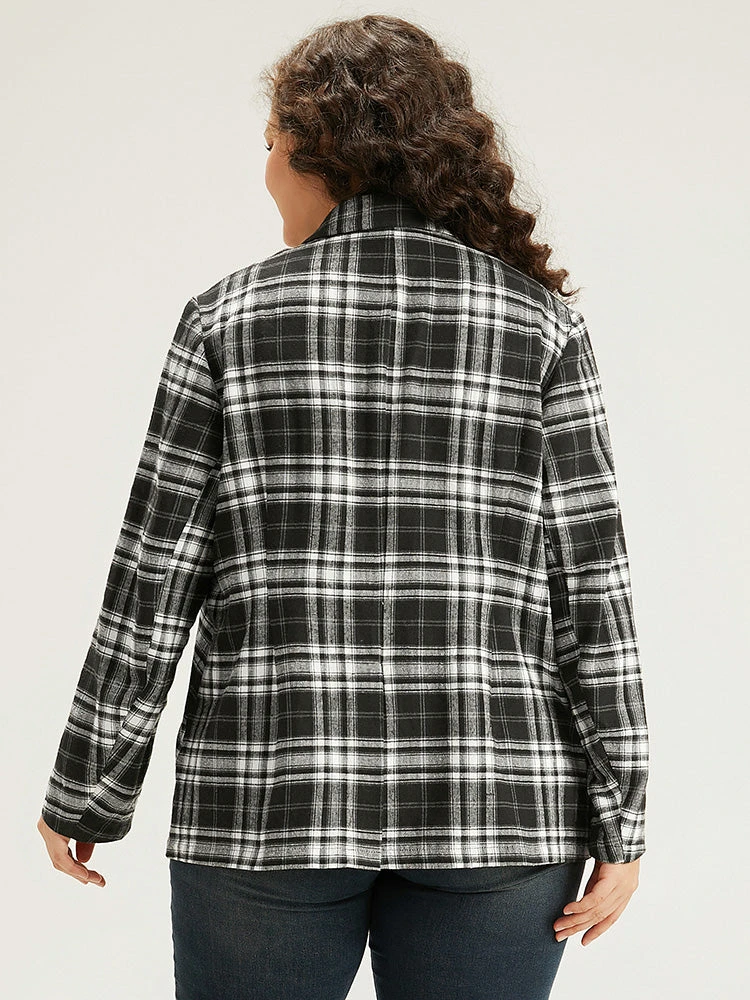 Plaid Suit Collar Button Fly Blazer 4 Plaid Suit Collar Button Fly Blazer - Image 2