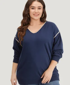 Supersoft Essentials Contrast Trim Drop Shoulder Pullover