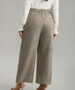 Gingham Plicated Detail Elastic Waist Pants -Clothing Shop 364940648 zj