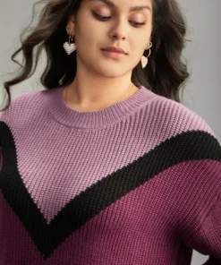 Colorblock Contrast Drop Shoulder Loose Pullover 14 Colorblock Contrast Drop Shoulder Loose Pullover -Clothing Shop 366127911 py