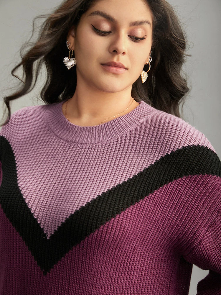 Colorblock Contrast Drop Shoulder Loose Pullover 8 Colorblock Contrast Drop Shoulder Loose Pullover - Image 6