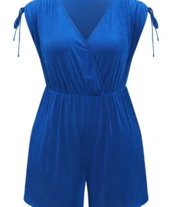 Solid Pocket Drawstring Surplice Neck Tank Jumpsuit -Clothing Shop 36630329 xo