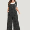 Polka Dot Pocket Button Detail Overall Jumpsuit