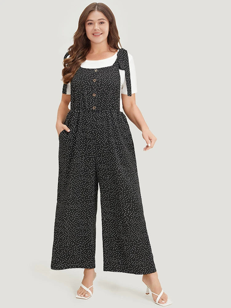 Polka Dot Pocket Button Detail Overall Jumpsuit 3 Polka Dot Pocket Button Detail Overall Jumpsuit