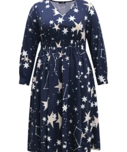 Star Geometric Shirred Pocket Dress -Clothing Shop 367579981 lm