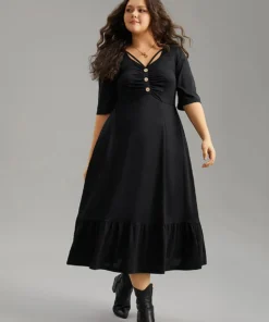 Supersoft Essentials Plain Button Detail Crisscross Pocket Dress