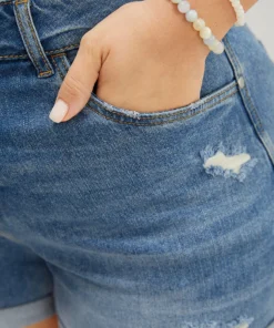 Skinny Very Stretchy Light Wash Roll Hem Distressed Denim Shorts -Clothing Shop 368080601 hu