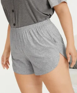 Solid Pocket Elastic Waist Sleep Shorts -Clothing Shop 368478885 rn