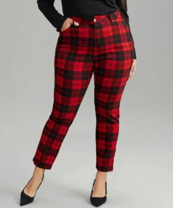 Plaid Very Stretchy Full Length Jeans