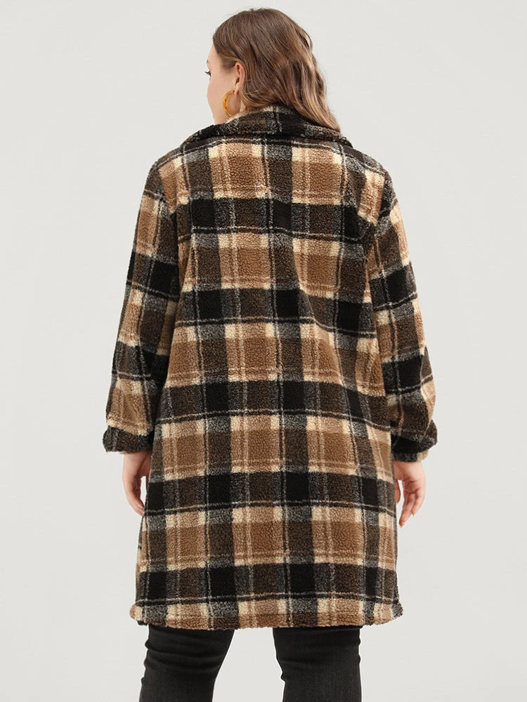 Plaid Flap Pocket Button Up Teddy Coat 7 Plaid Flap Pocket Button Up Teddy Coat - Image 5