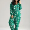Christmas Graphic Hooded Pocket Sleep Jumpsuit