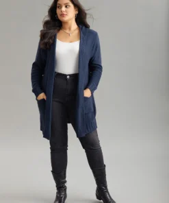 Plain Texture Pocket Hooded Cardigan -Clothing Shop 370600613 sc c5dabc7d 7a91 4615 b2ac 1b0e6bc0a829