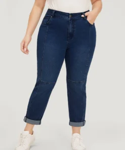 Very Stretchy Pocket Dark Wash Patchwork Jeans -Clothing Shop 370850355 vs