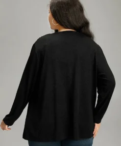 Plain Rivets Detail Open Front Asymmetrical Hem Kimono -Clothing Shop 371029220 xx bf6f00de e265 47a7 b02b dab45d49610c
