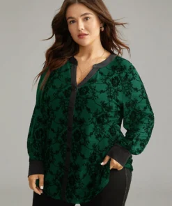 Floral Print Mesh V Neck Blouse -Clothing Shop 371114154 tn