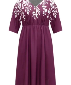 Silhouette Floral Print Elastic Waist Dress -Clothing Shop 37231446 je