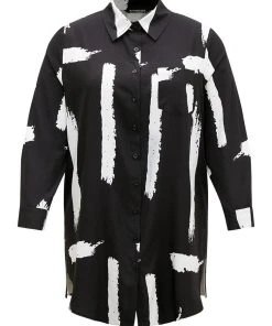 Halloween Brush Print Button Through Split Hem Kimono -Clothing Shop 372479448 rd