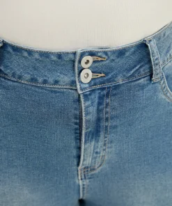 Very Stretchy High Rise Medium Wash Roll Hem Cropped Jeans -Clothing Shop 37275789 tf