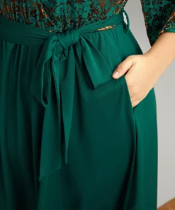 Silhouette Floral Print Belted Patchwork Velvet Dress -Clothing Shop 372915738 ot