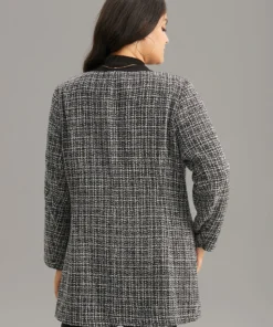 Tweed Patchwork Open Front Pocket Coat 9 Tweed Patchwork Open Front Pocket Coat -Clothing Shop 373254650 ix